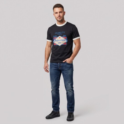Dean & Dan Quality Graphic T-Shirt Black Vintage Logo Dean & Dan Quality Graphic T-Shirt Black Vintage Logo