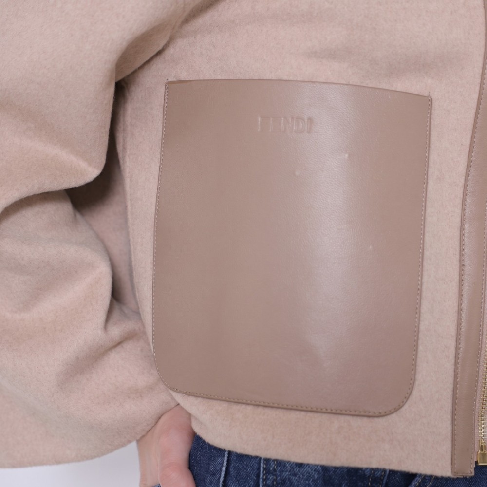 FF Monogram Two-Face Reversible Hooded Wool Jacket Beige FF Monogram Two-Face Reversible Hooded Wool Jacket Beige