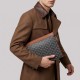 Monogram Structured Zip Clutch Black & Tan
