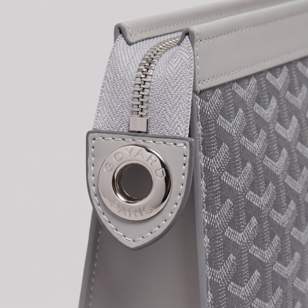Signature Goyardine Monogram Zip Clutch Grey