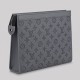 Monogram Shadow Embossed Leather Pochette Grey Monogram Shadow Embossed Leather Pochette Grey