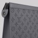 Monogram Shadow Embossed Leather Pochette Grey Monogram Shadow Embossed Leather Pochette Grey