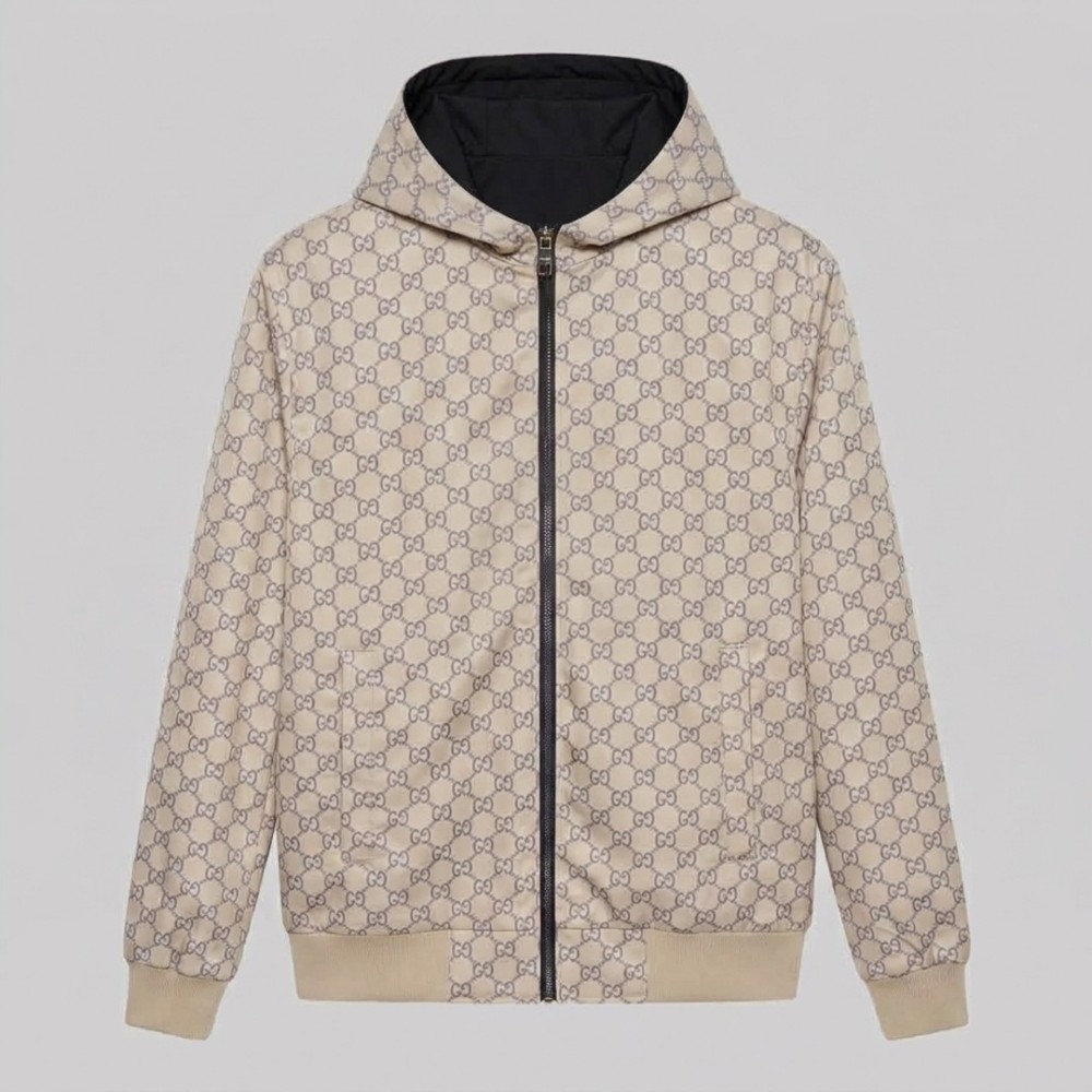 Gucci Two-Faced Windbreaker Jacket in Black / GG Axis Gucci Two-Faced Windbreaker Jacket in Black / GG Axis