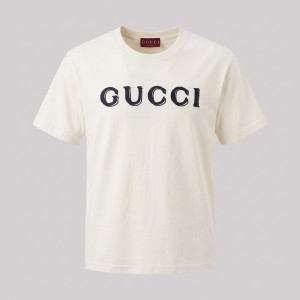 Cotton Crewneck with Embroidered Logo T-Shirt Beige