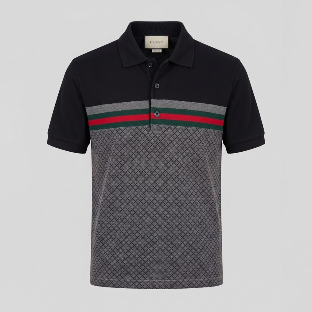 Knit-Polo Cotton Tricolor In Black