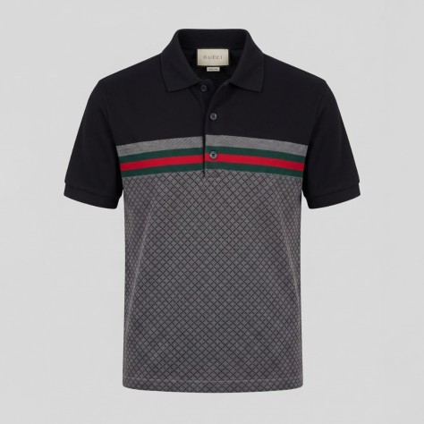 Knit-Polo Cotton Tricolor In Black
