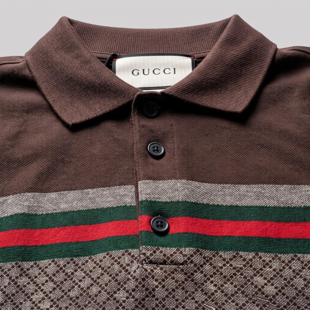Knit-Polo Cotton Tricolor Brown