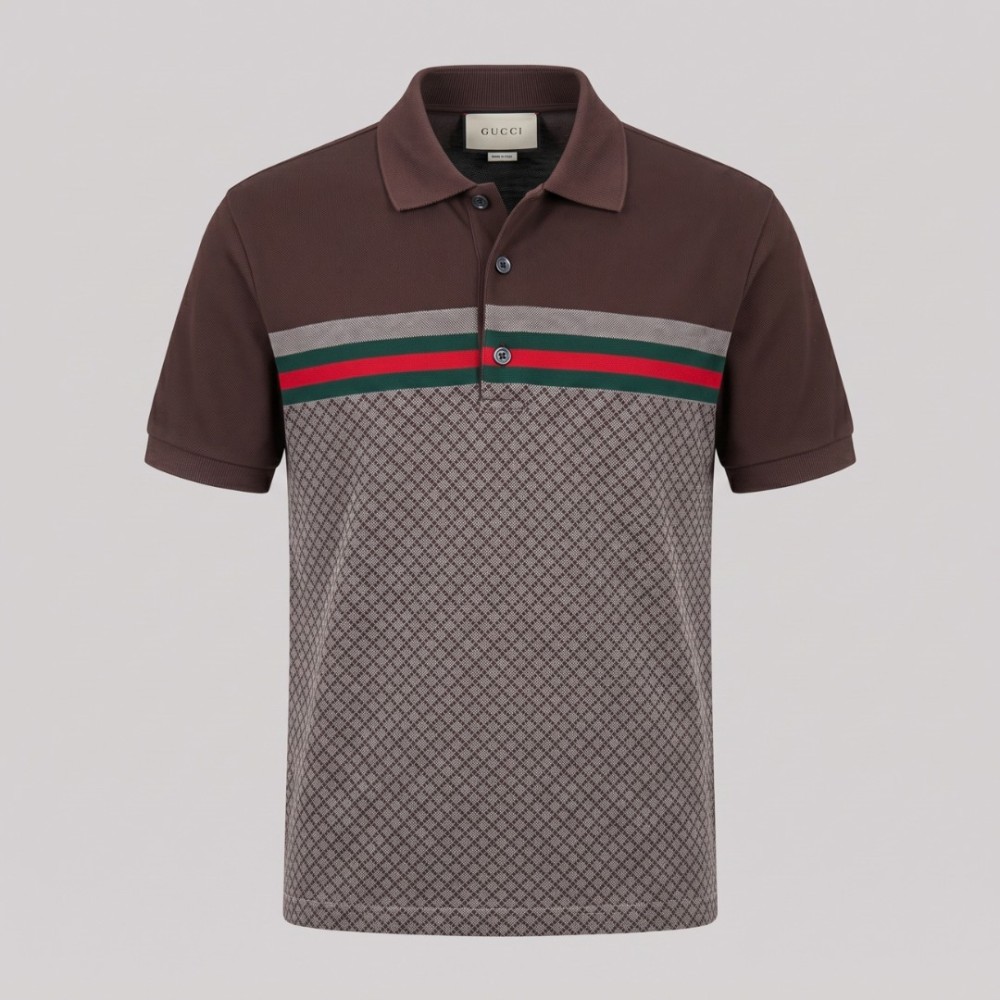 Knit-Polo Cotton Tricolor Brown