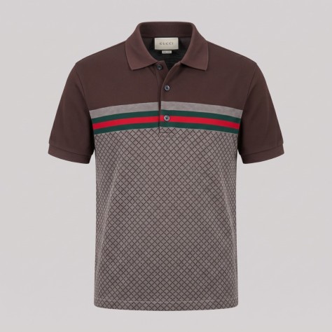Knit-Polo Cotton Tricolor Brown