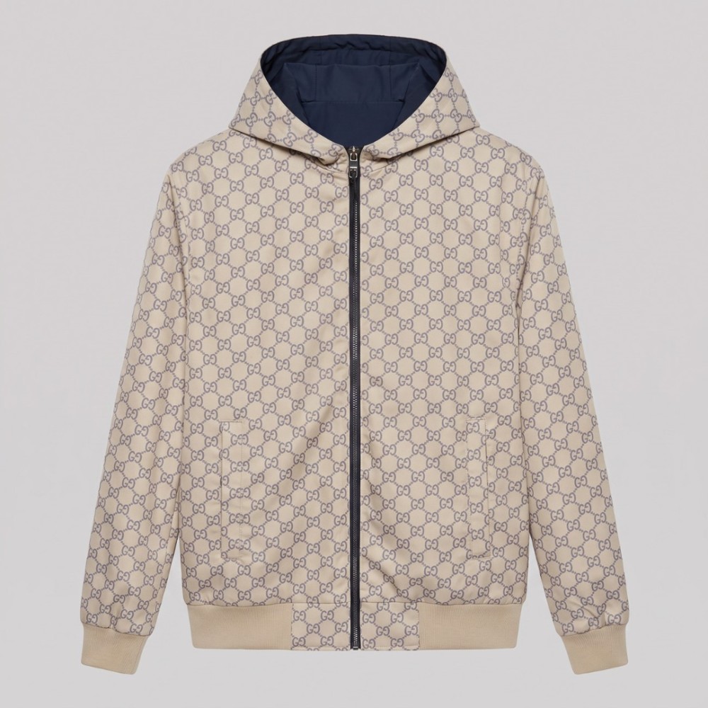 Gucci Two-Faced Windbreaker Jacket in Navy / GG Axis Gucci Two-Faced Windbreaker Jacket in Navy / GG Axis