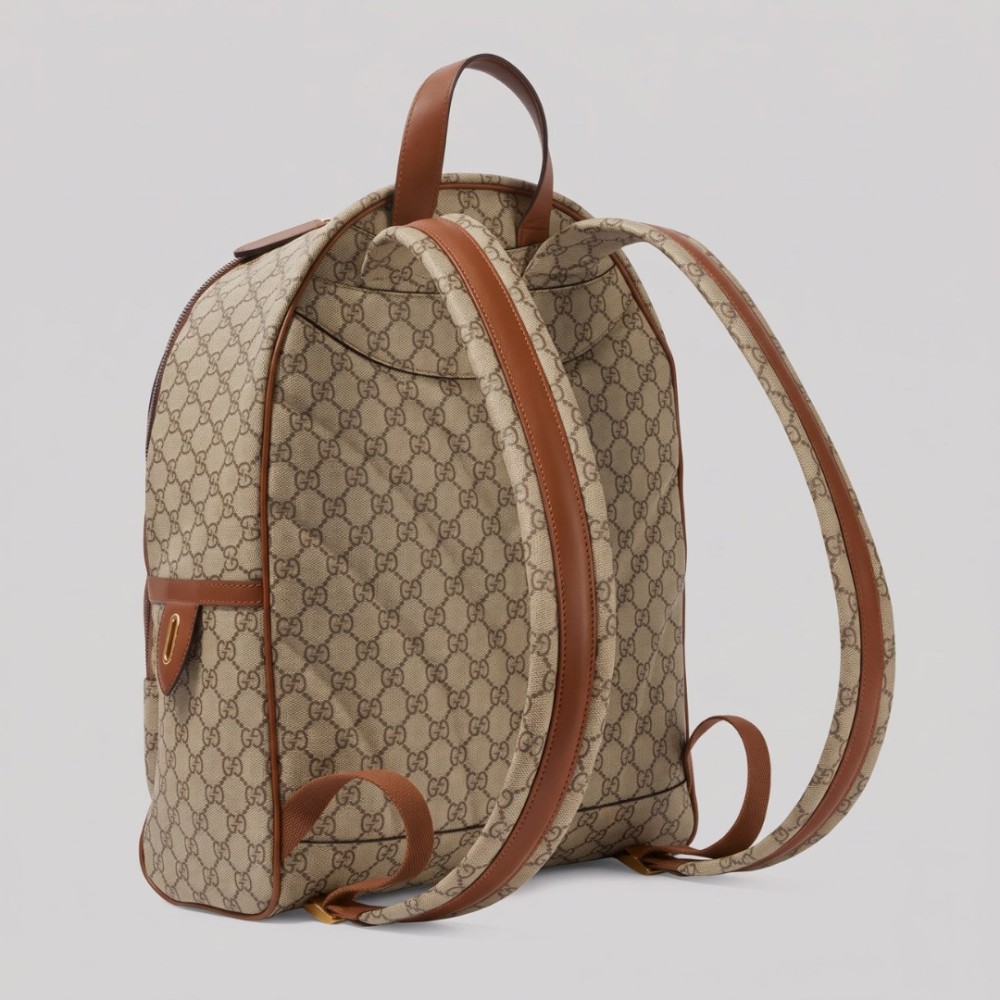 GG Emblem Medium Backpack in Beige & Dark Brown