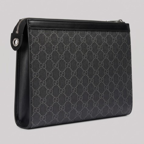 GG Supreme Monogram Zip Clutch Black & Grey