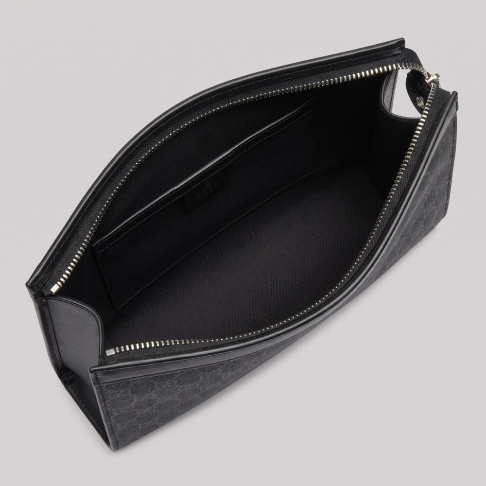 GG Supreme Monogram Zip Clutch Black & Grey