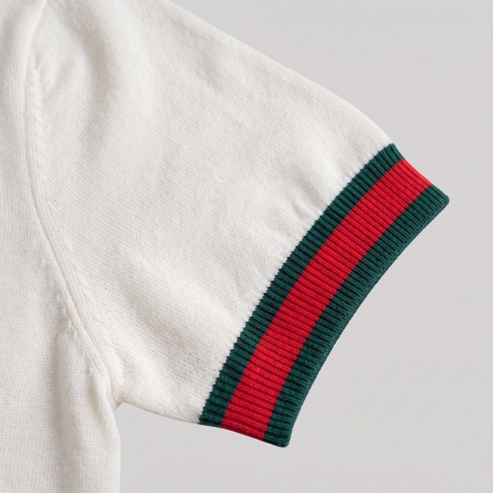 Signature Web Stripe Knit Polo Women's Ivory Knit Polo Shirt Signature Web Stripe Knit Polo Women's Ivory Knit Polo Shirt