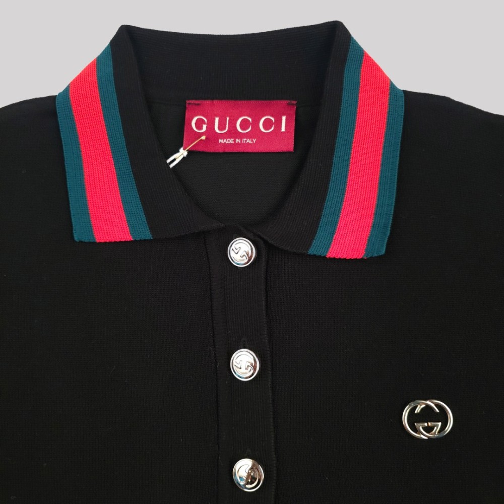 Knitted Resort Polo Shirt Ivory Black Knitted Resort Polo Shirt Ivory Black