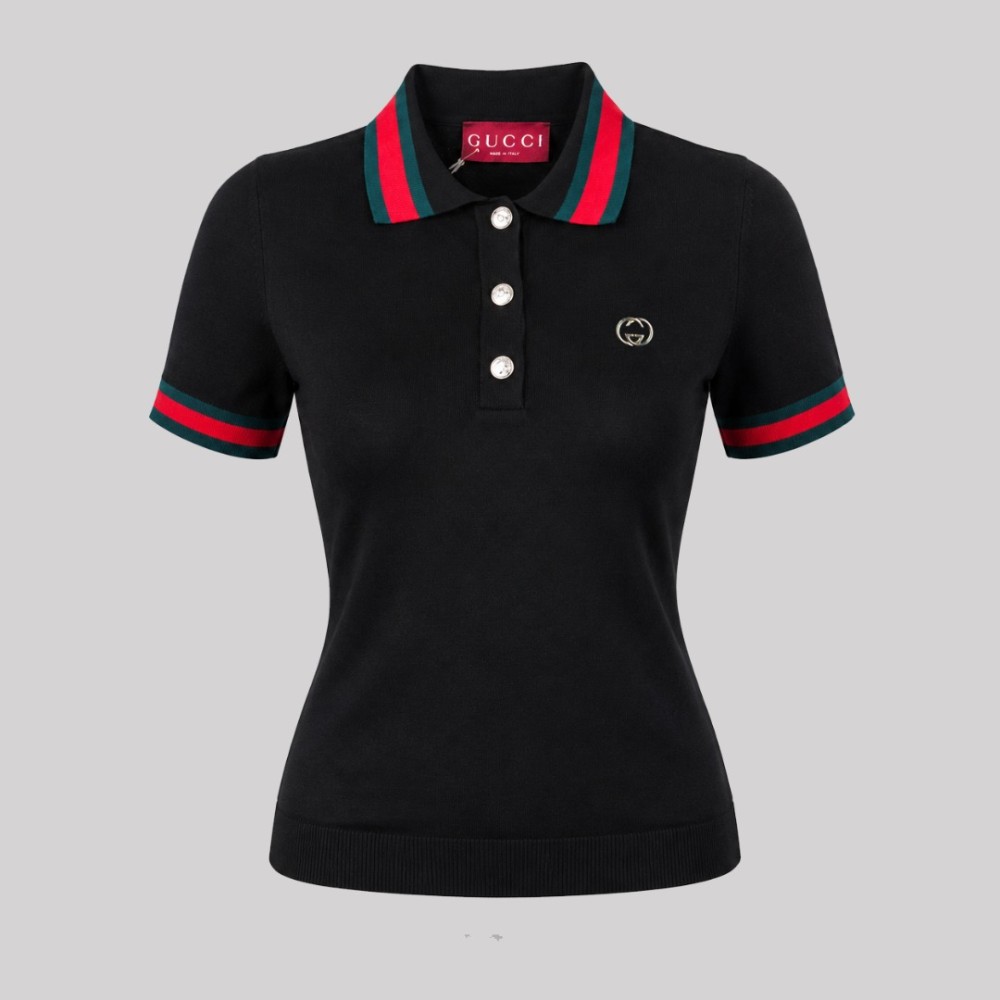 Knitted Resort Polo Shirt Ivory Black Knitted Resort Polo Shirt Ivory Black