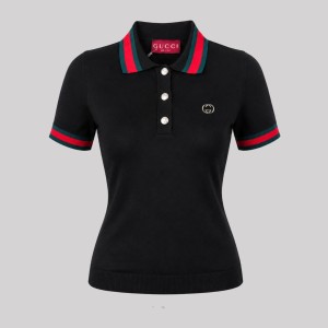 Knitted Resort Polo Shirt Ivory Black
