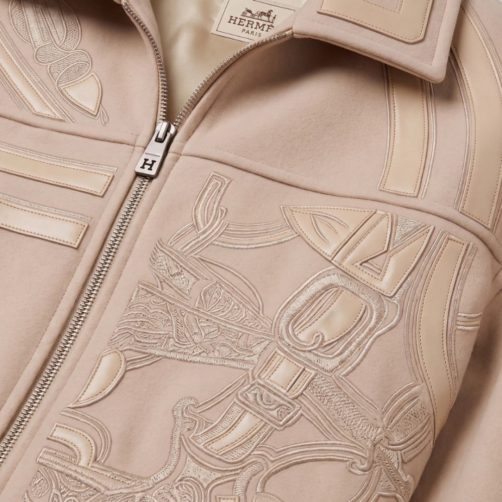 Étrier Embroidered Cropped Cashmere Jacket Bisque Étrier Embroidered Cropped Cashmere Jacket Bisque
