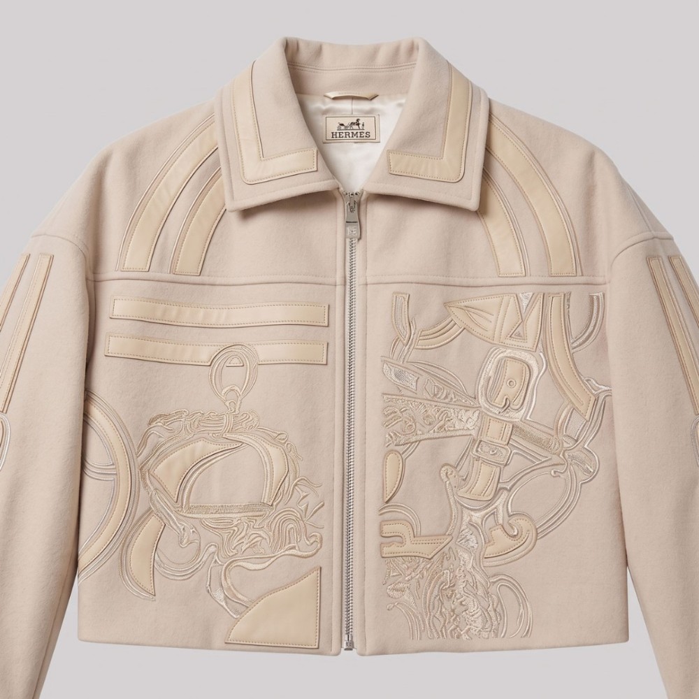 Étrier Embroidered Cropped Cashmere Jacket Bisque Étrier Embroidered Cropped Cashmere Jacket Bisque