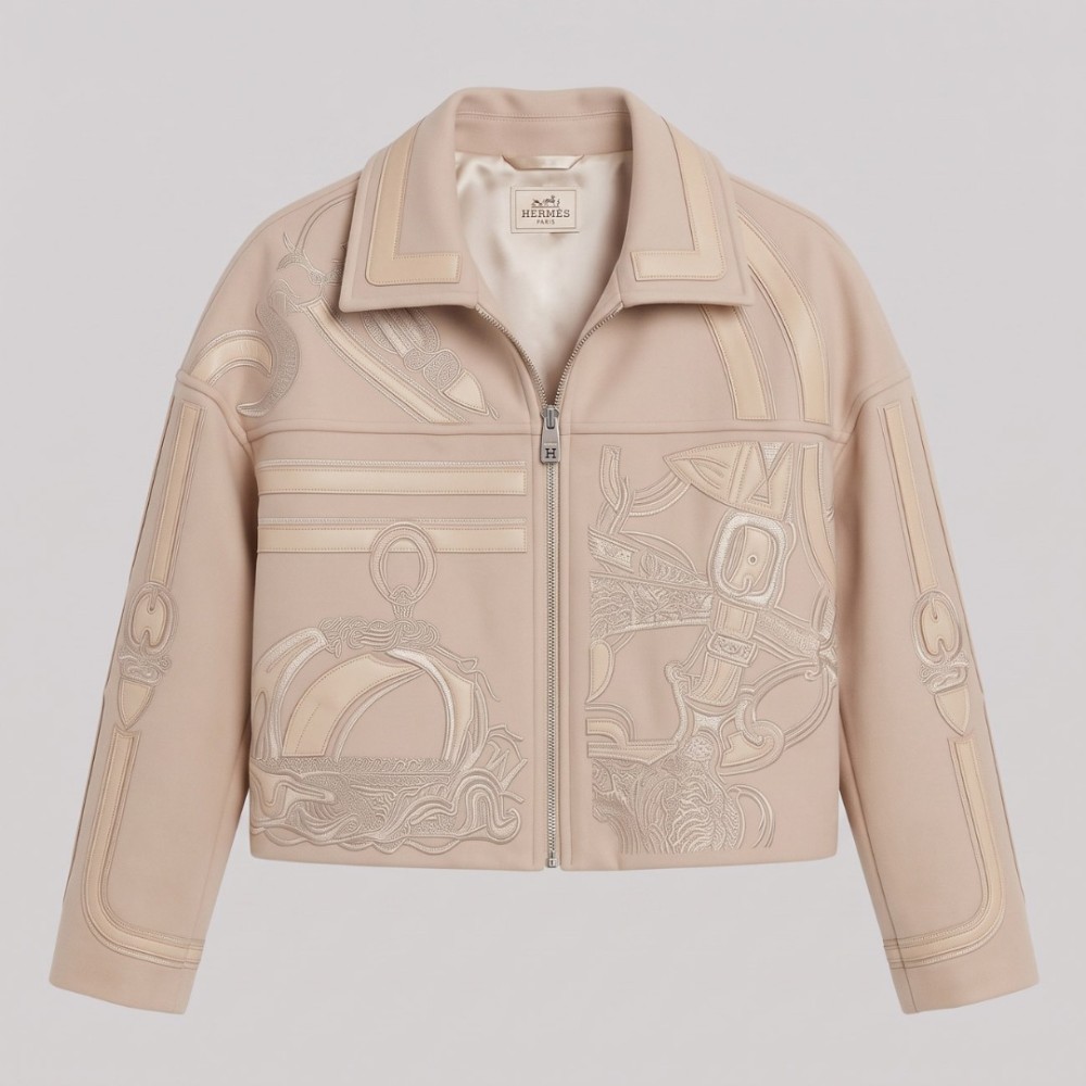 Étrier Embroidered Cropped Cashmere Jacket Bisque Étrier Embroidered Cropped Cashmere Jacket Bisque