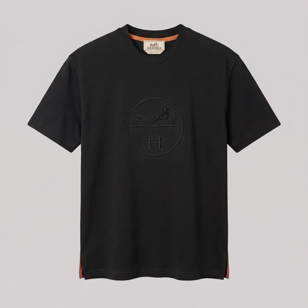 Embroidered Centered T-Shirt in Black