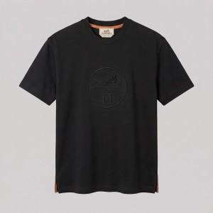 Embroidered Centered T-Shirt in Black