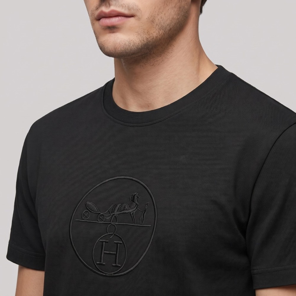 Embroidered Centered T-Shirt in Black