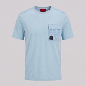 Dableno Cotton T-Shirt Pocket Sky Blue