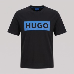 Cotton-jersey T-shirt With Blue Logo Print