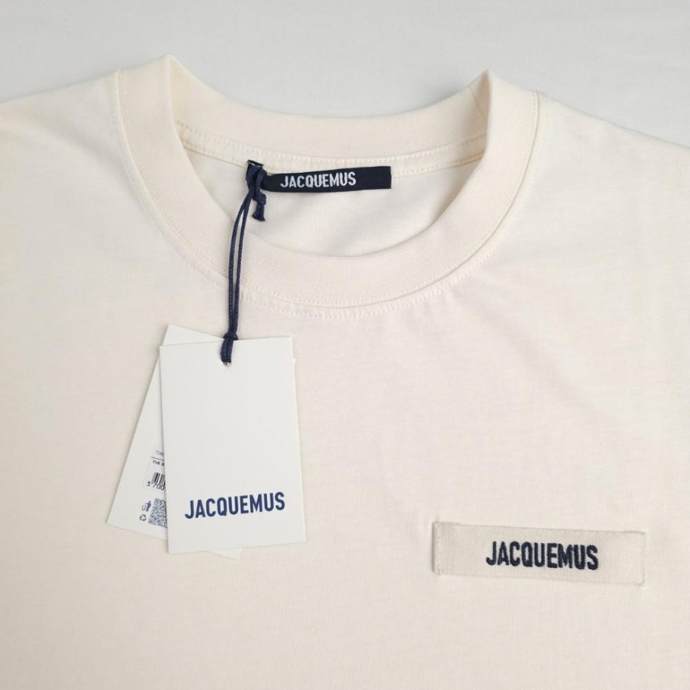 Logo Patch Cotton T-Shirt Beige