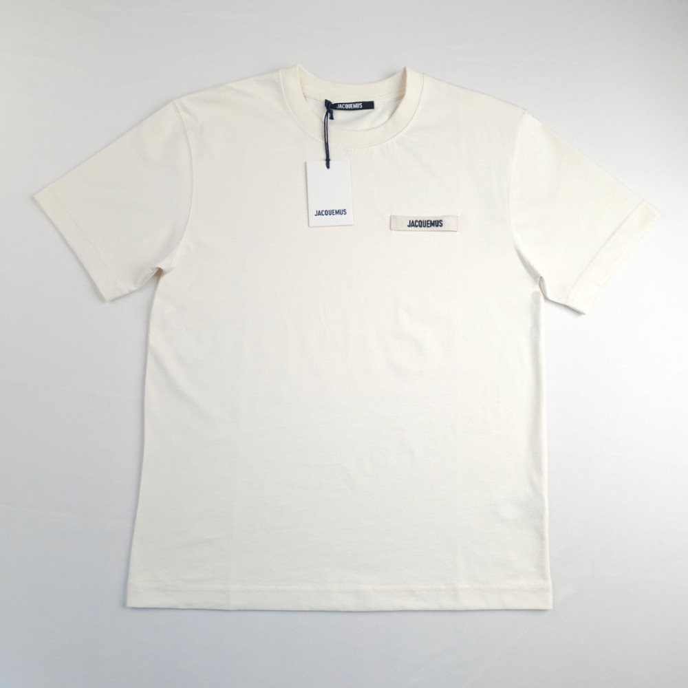 Logo Patch Cotton T-Shirt Beige