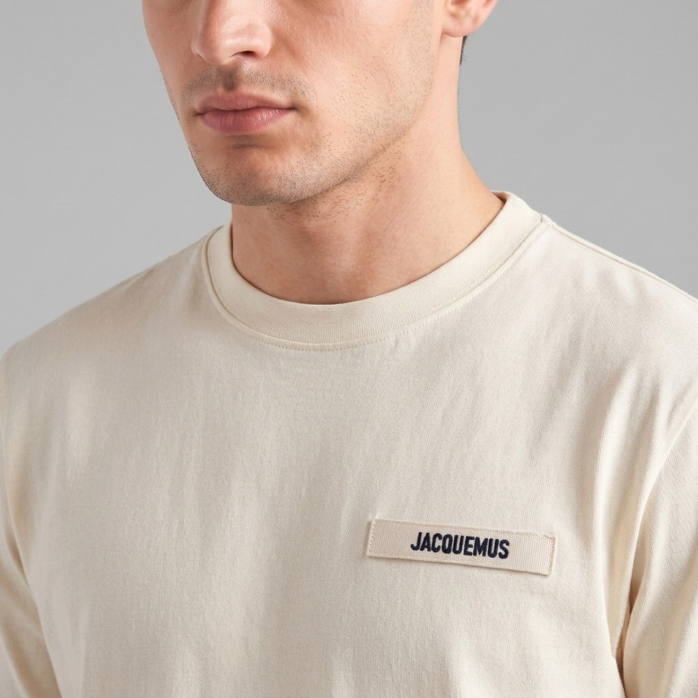 Logo Patch Cotton T-Shirt Beige