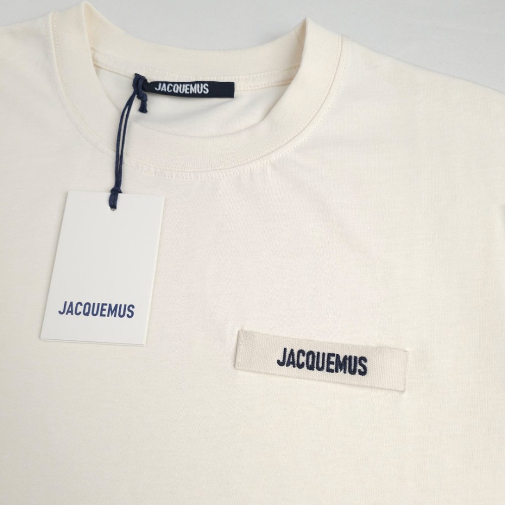 Logo Patch Cotton T-Shirt Beige