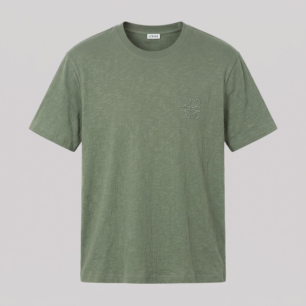 Anagram Embroidered Cotton Jersey T-Shirt in Sage Green