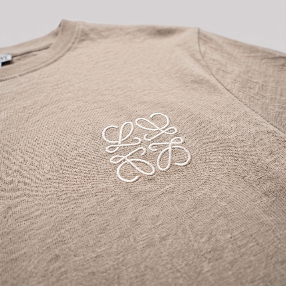 Anagram Embroidered Tan Cotton T-Shirt Anagram Embroidered Tan Cotton T-Shirt