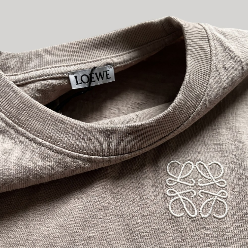 Anagram Embroidered Tan Cotton T-Shirt Anagram Embroidered Tan Cotton T-Shirt
