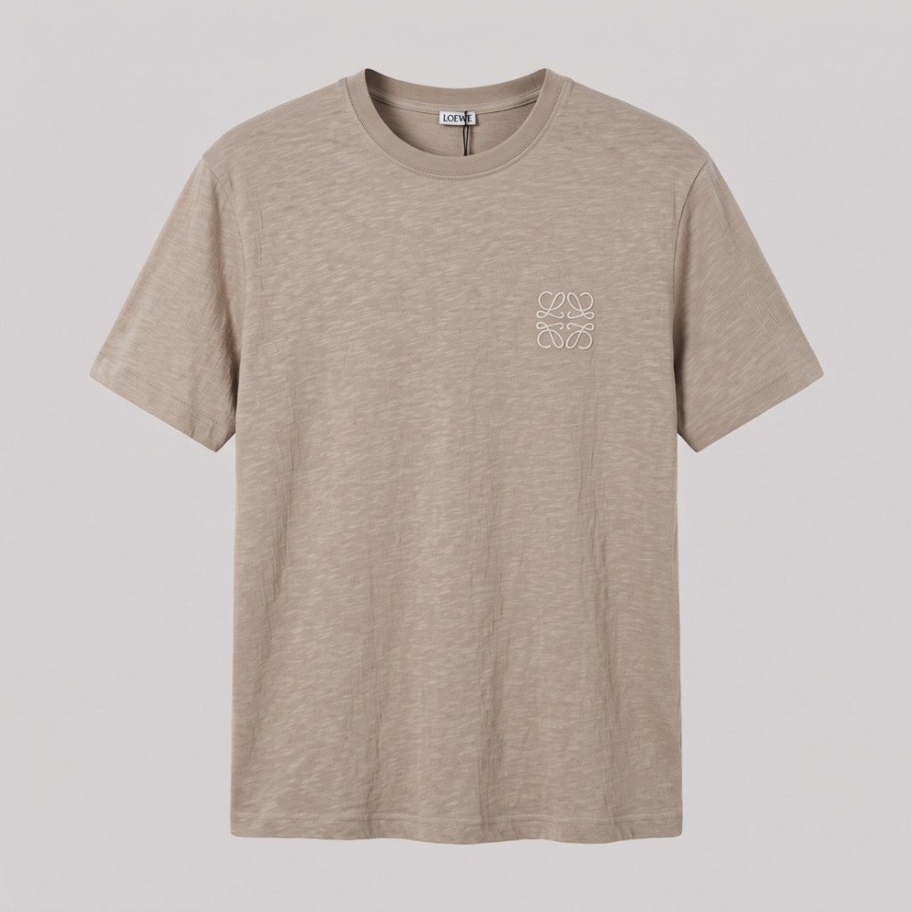 Anagram Embroidered Tan Cotton T-Shirt Anagram Embroidered Tan Cotton T-Shirt
