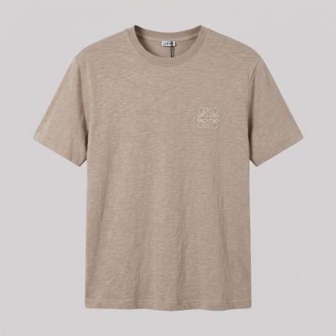 Anagram Embroidered Tan Cotton T-Shirt