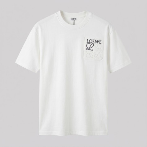 Embroidered With Pocket T-Shirt White