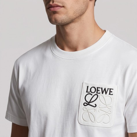 Embroidered With Pocket T-Shirt White