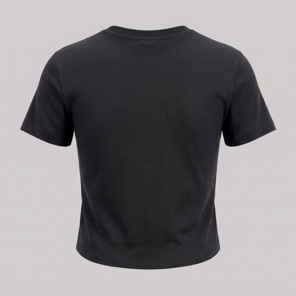 Women Embroidered Logo T-Shirt in Black