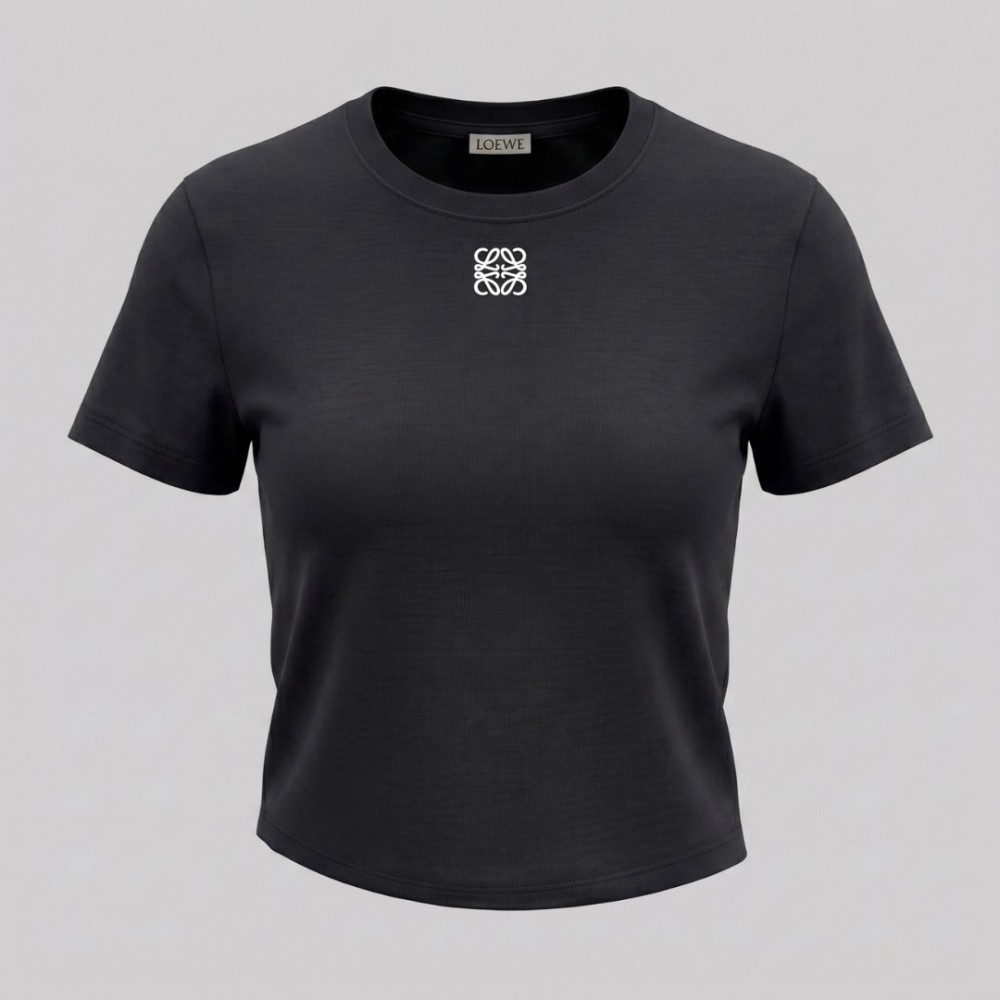 Women Embroidered Logo T-Shirt in Black