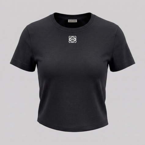 Women Embroidered Logo T-Shirt in Black