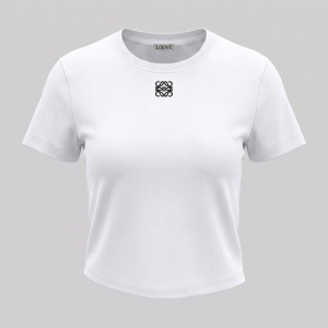 Women Embroidered Central Logo T-Shirt in White