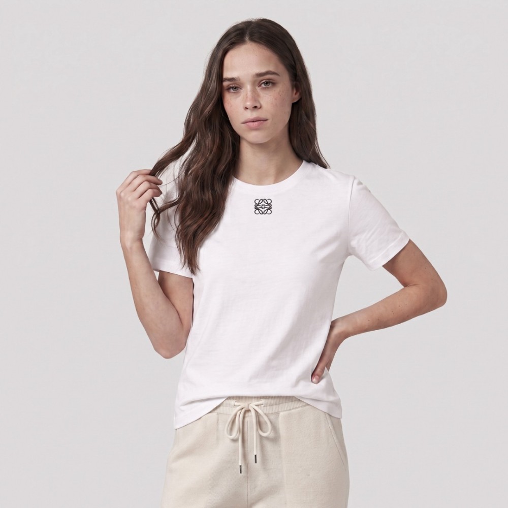 Women Embroidered Central Logo T-Shirt in White