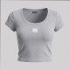 Women Anagram Embroidered Scoop-Neck T-Shirt Grey