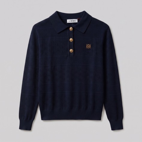 Signature Knit Polo Sweater Navy Blue