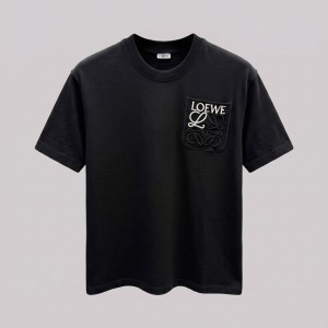 Embroidered Pocket Detail T-Shirt Black