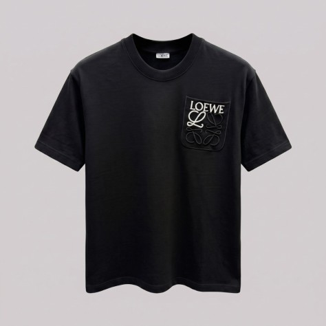 Embroidered Pocket Detail T-Shirt Black