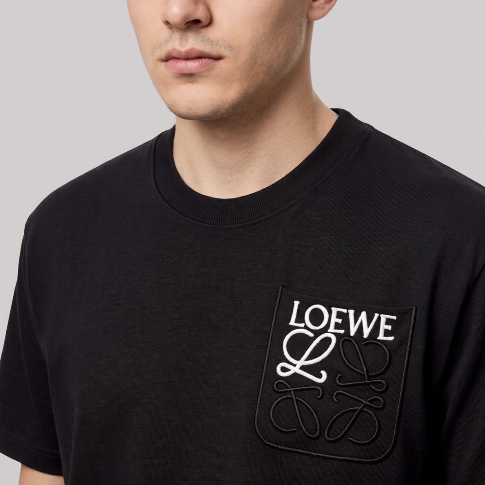 Embroidered Pocket Detail T-Shirt Black Embroidered Pocket Detail T-Shirt Black
